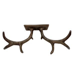 Rustic Wall-Mounted Antler‎ Hook Rack Bronze Finish Sturdy Metal Design 10" Wide